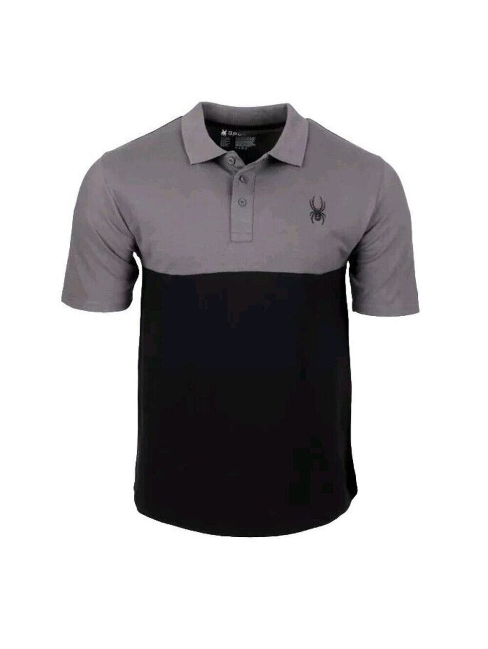 Spyder Polo Shirt Men's Large Polar Grey Black Casual Outdoor Golf Adult NWT